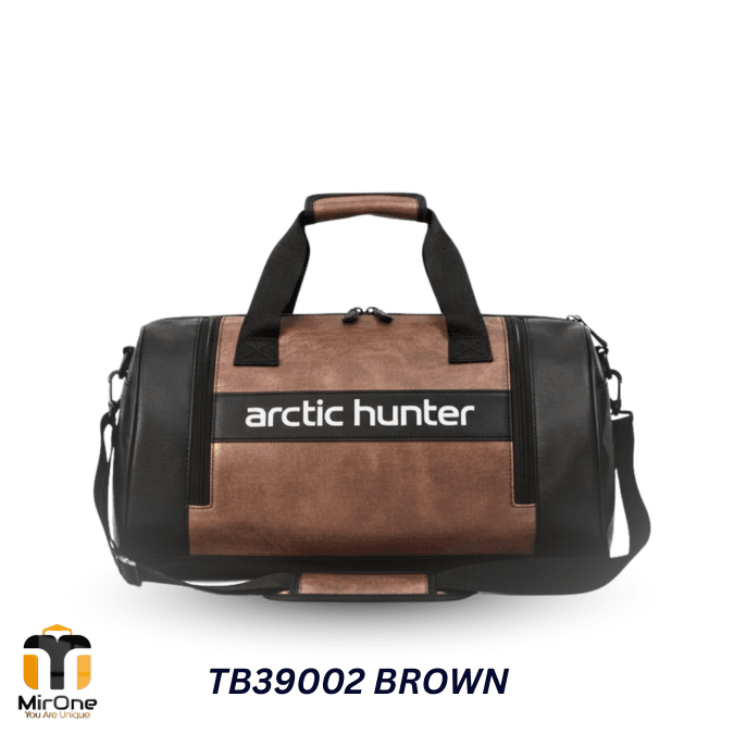 brown water-resistant travel bag