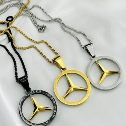 100% Stainless Steel Mercedes Benz Emblem Pendant Reversable9002