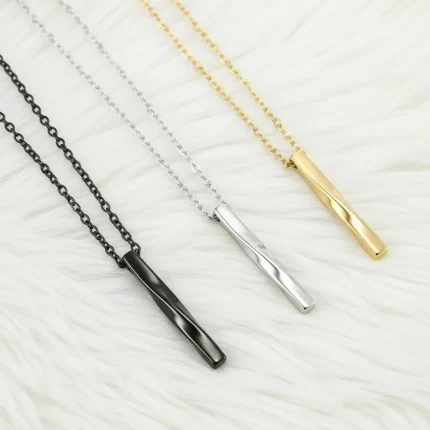 Fashion Simple Pendant Necklace Men Punk Trendy Spiral Straight Stainless Steel Chain 9003