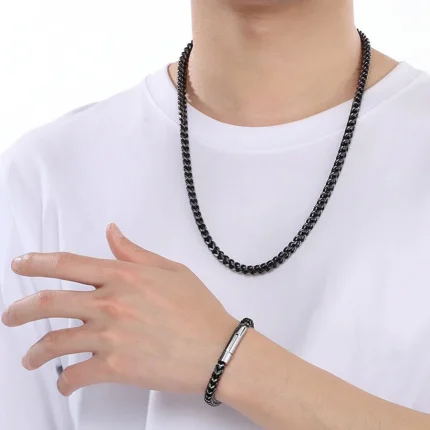 Men's Fashion Iced Chain and Bracelet Combo Set 9072
